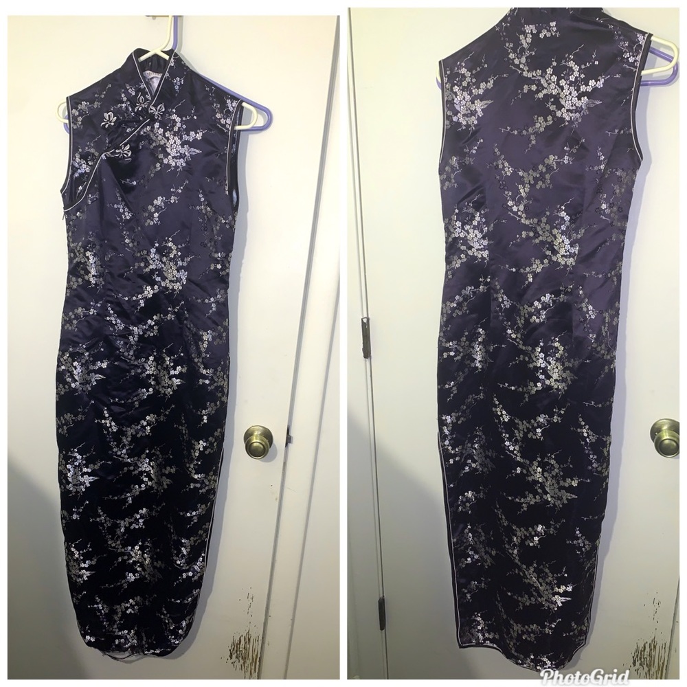 Asian maxi Silk dress Sz. 6